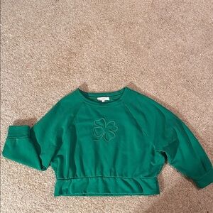 LOFT Women’s Green Sweatshirt with Clover Embroidery